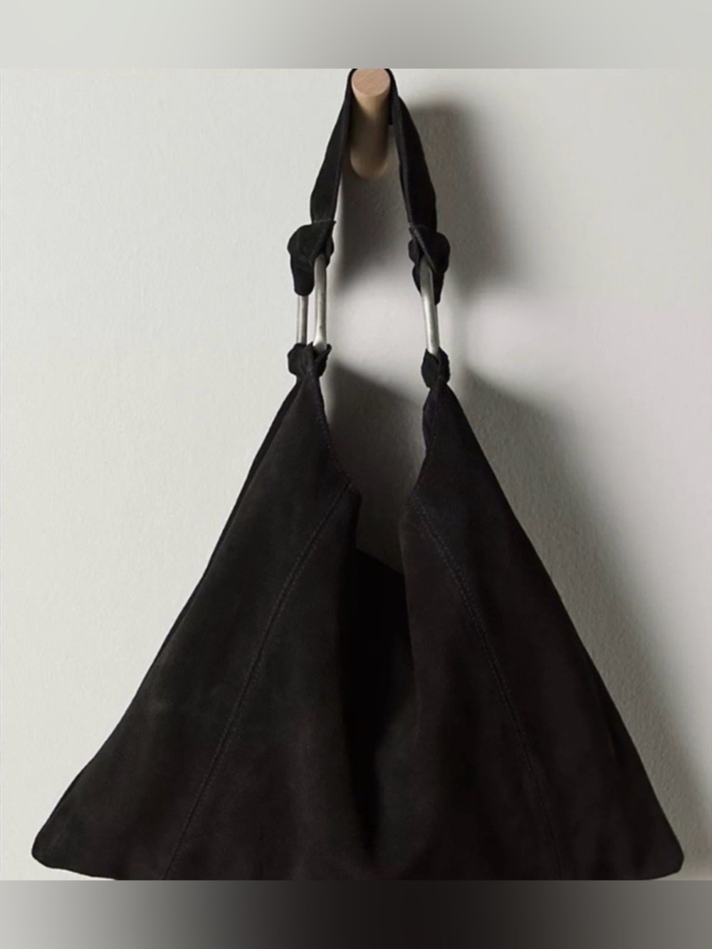 NWT Free People Bobbi Slouch Suede Bag ~ Black
